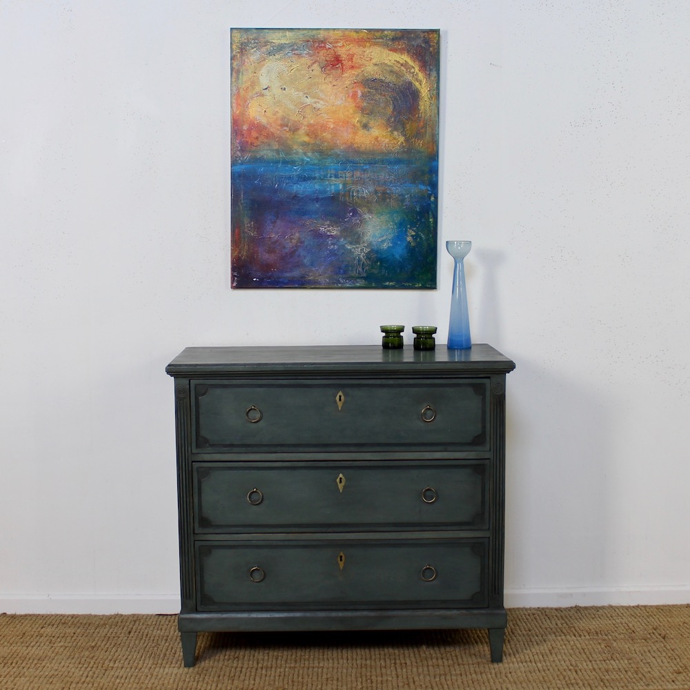 Scandinavian Green Painted Chest Of Drawers