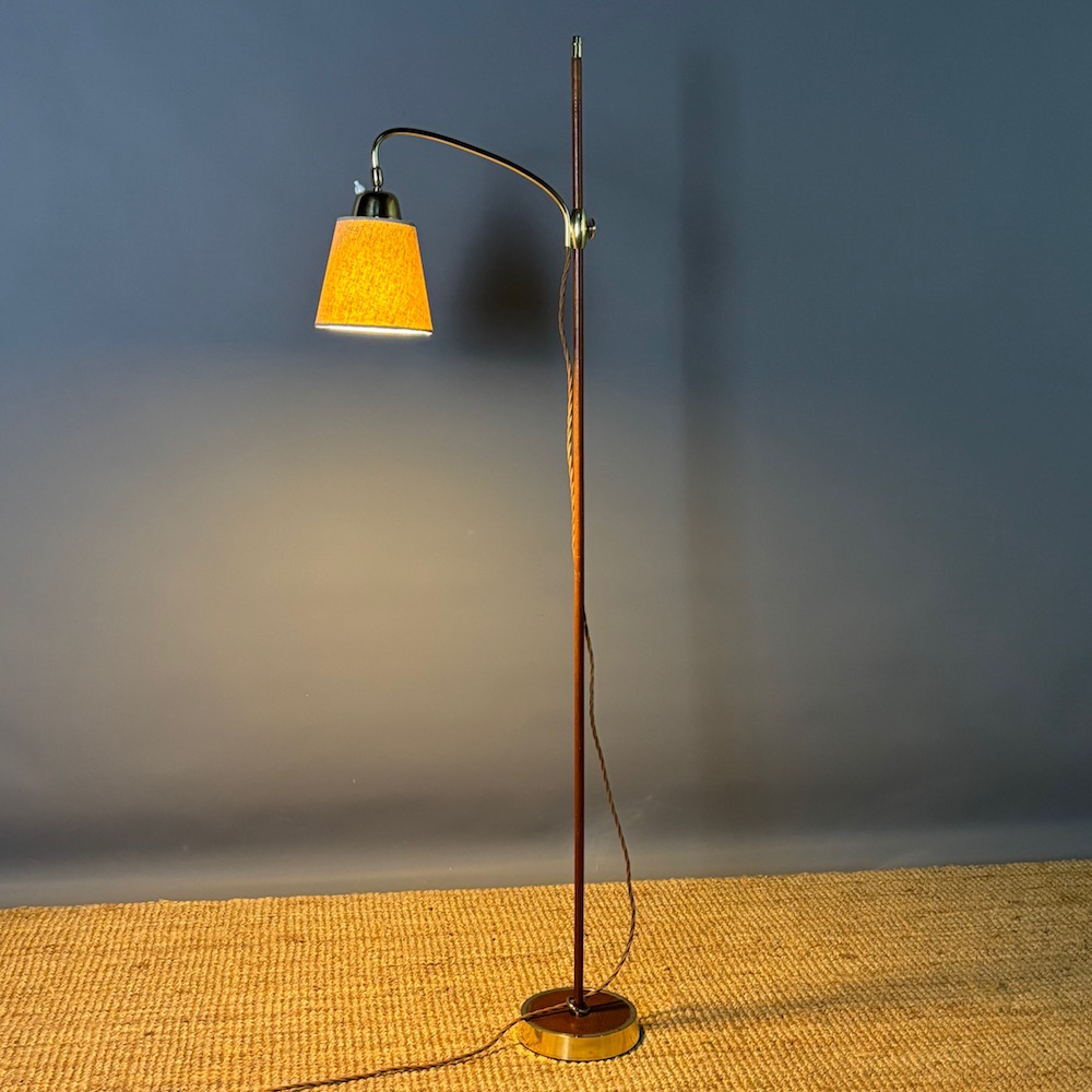 Danish Brass And Teak  Floor Lamp