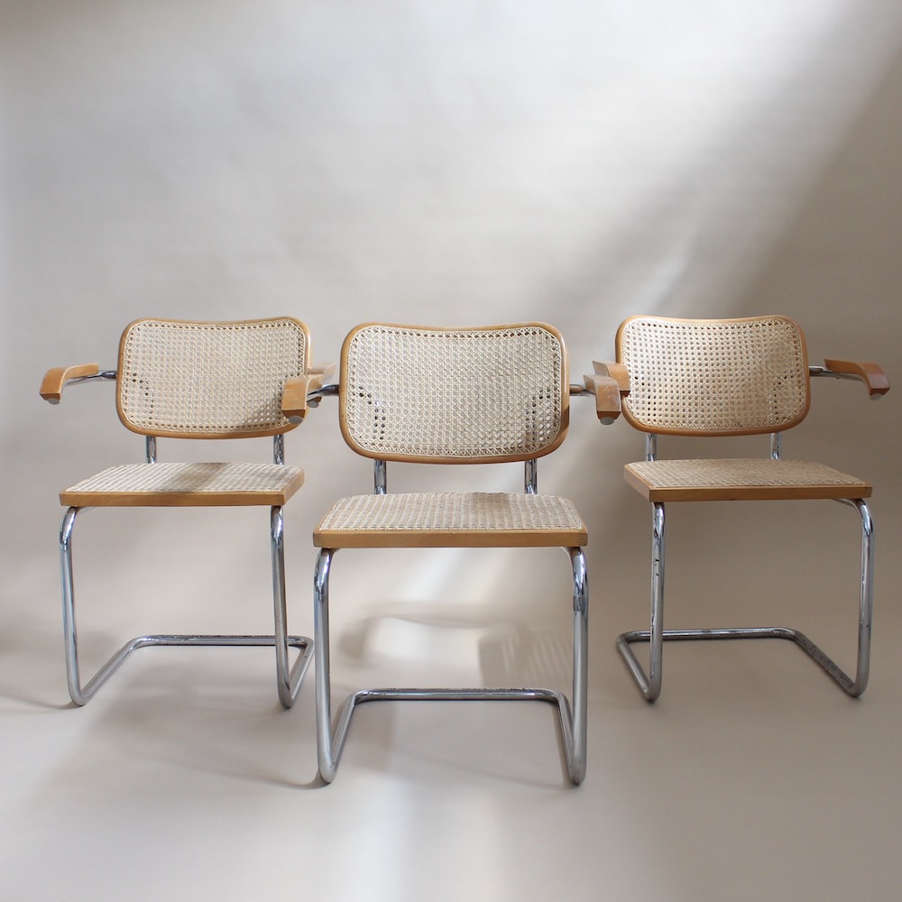 Set of Three Marcel Breuer Cesca Cantilever Chairs