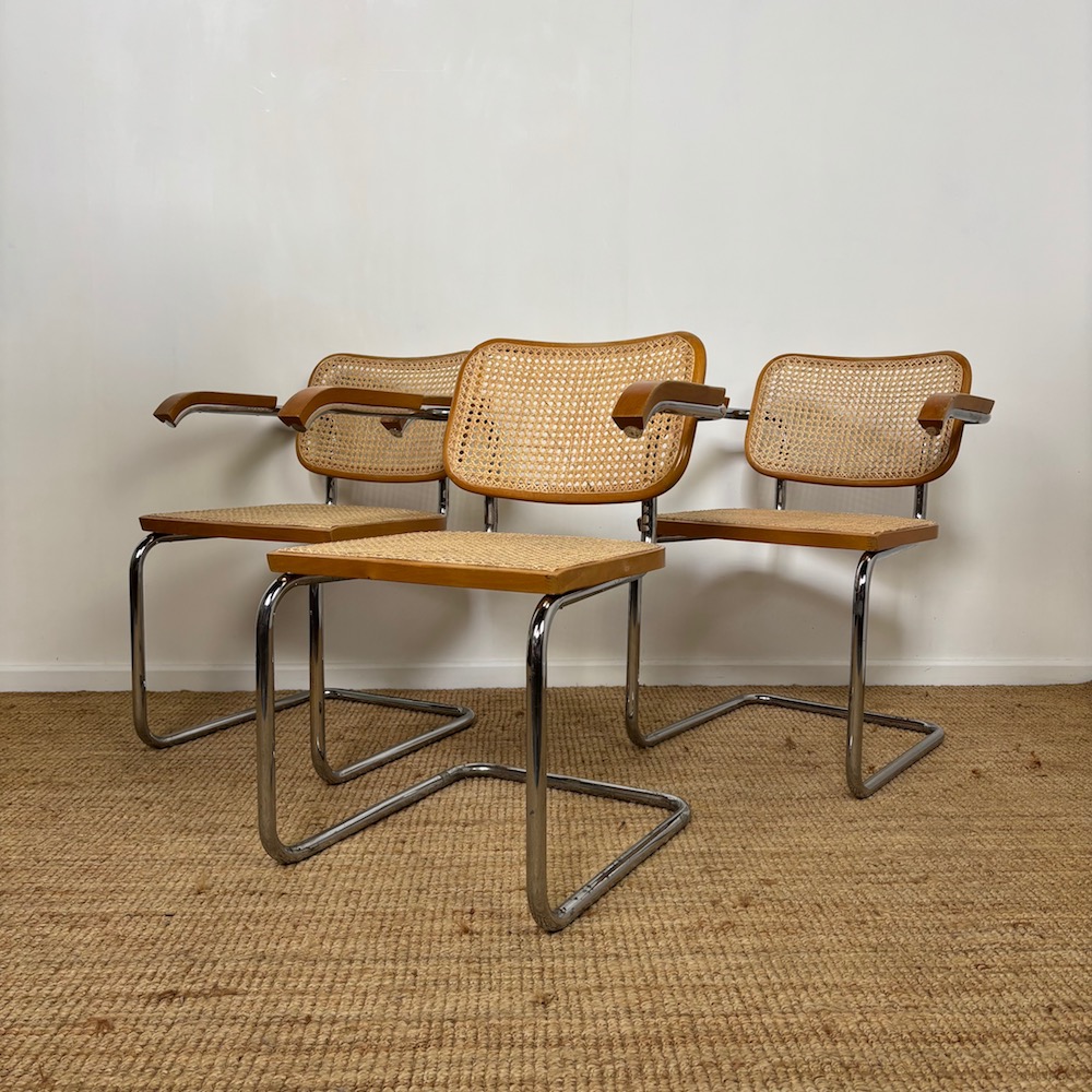 Set of Three Marcel Breuer Cesca Cantilever Chairs