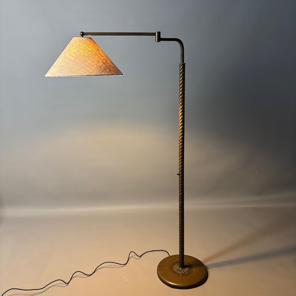 Patinated 1930S Brass Standard Lamp