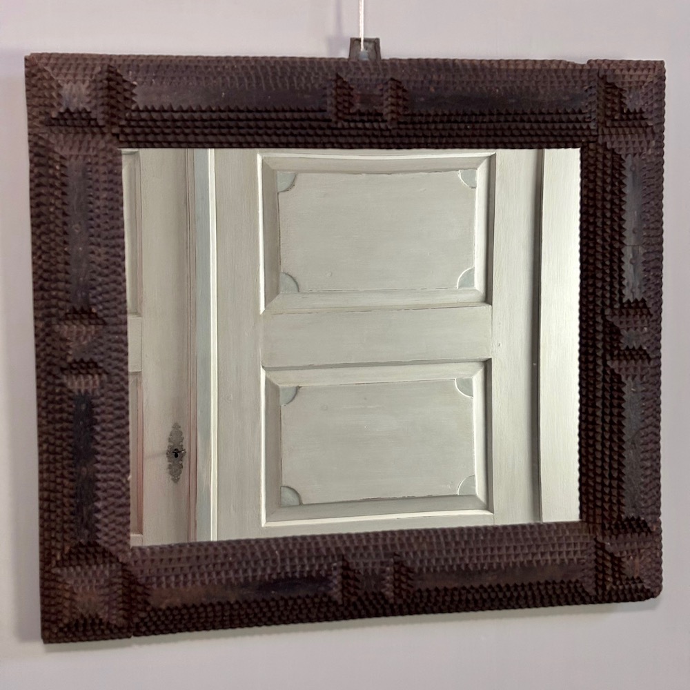 Early 20th Century Folk Art Carved Wooden Mirror