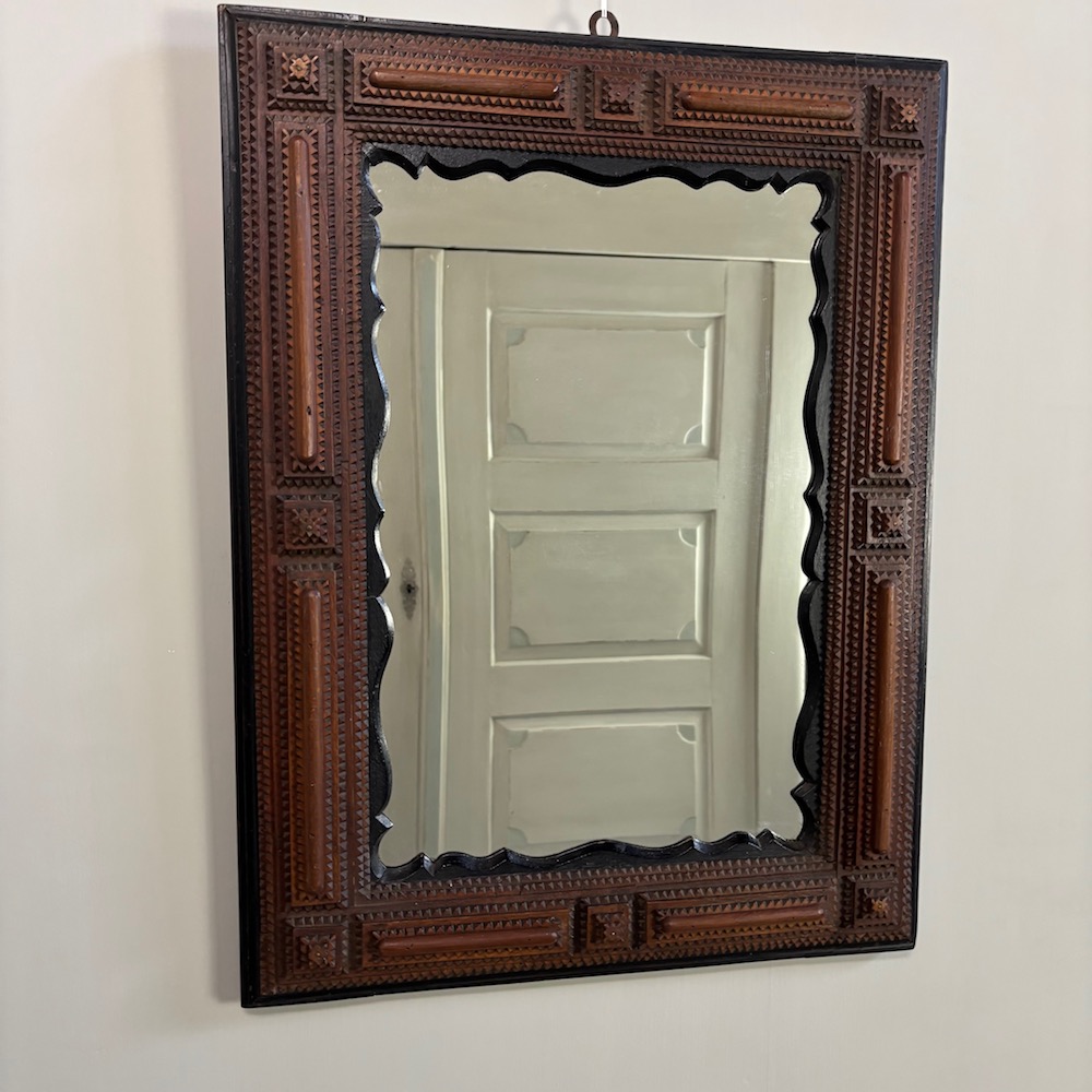 19th Century European Tramp Art Wall Mirror
